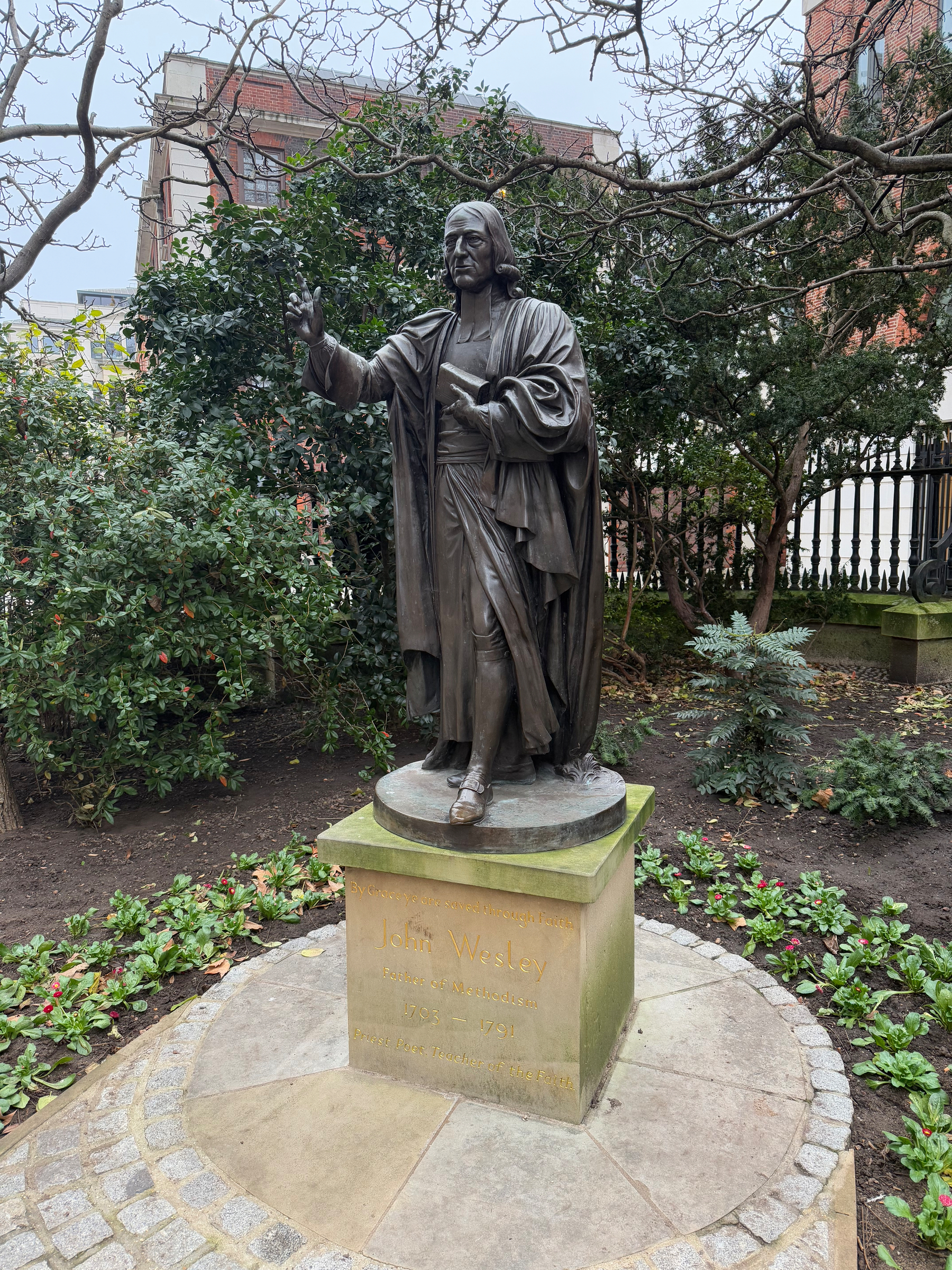 Statue of John Wesley outside St. Paul's Cathedral, London.