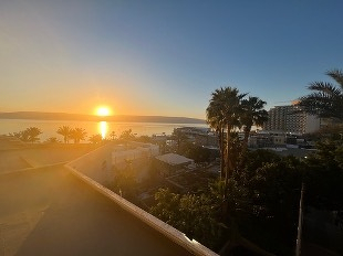 The sunset at the beginning of the Sabbath from a hotel in Tiberias, Israel.